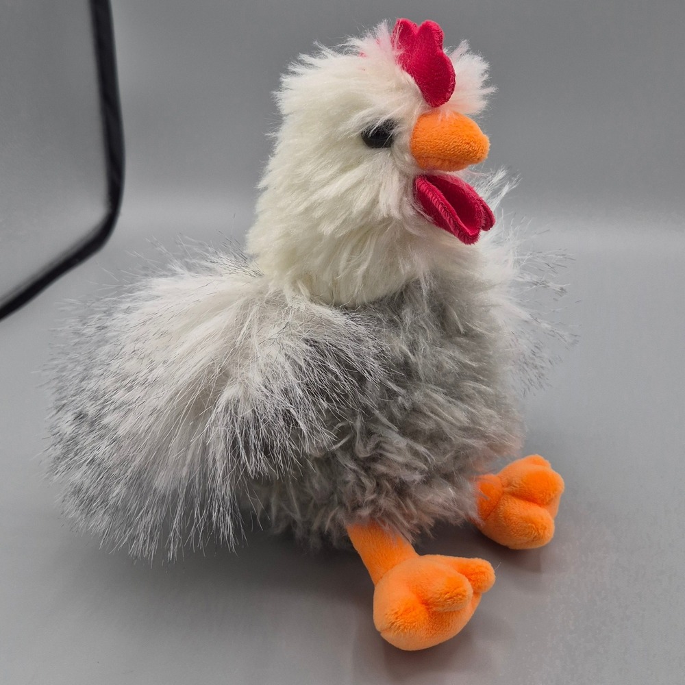 Walmart Shaggy Rooster Grey White Plush Stuffed Animal Chicken 343921